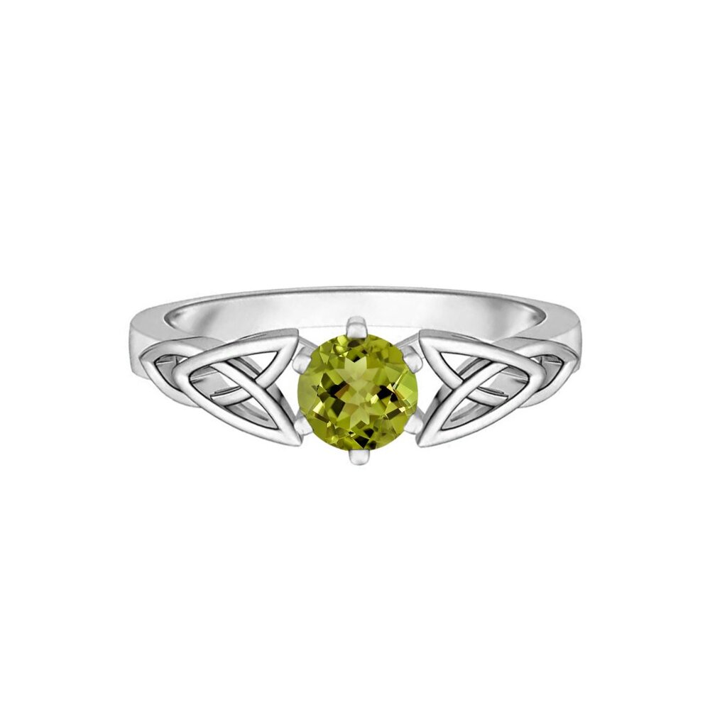 0.50 CTW Celtic Knot Green Peridot 925 Sterling Silver Solitaire Promise Ring